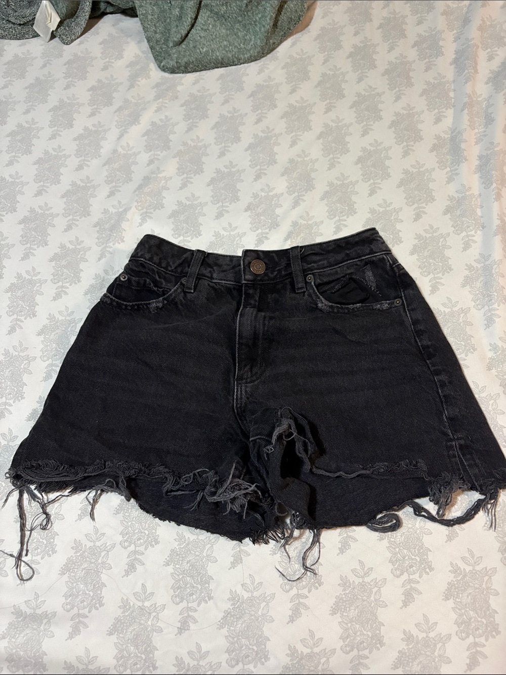 Garage Black High-Rise Distressed Denim Shorts
